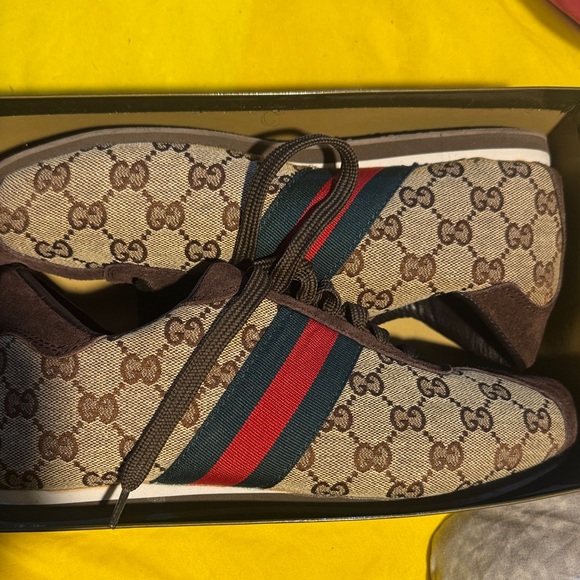 Gucci Beige and Brown Patterned Sneakers - Picture 1 of 5